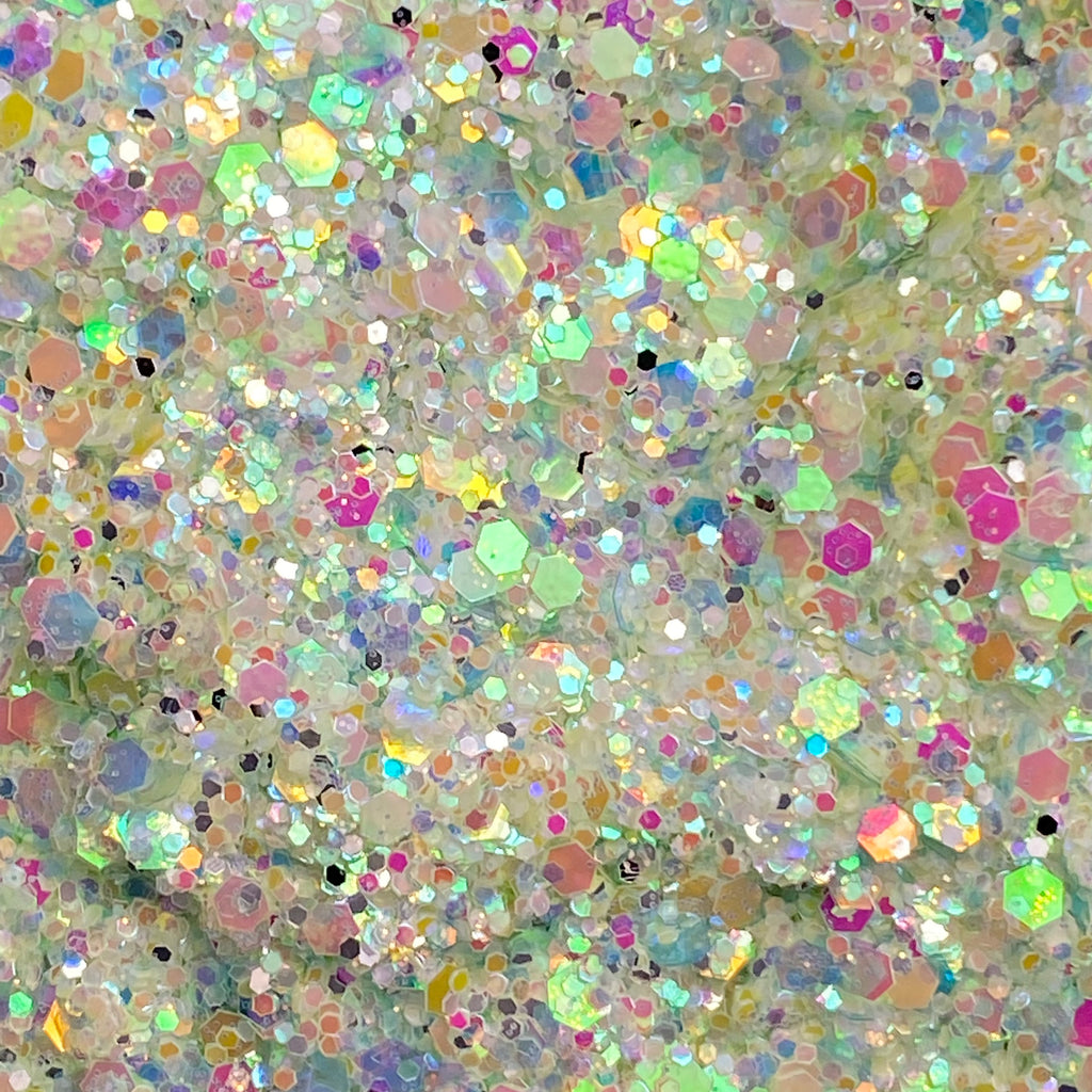 1/4oz Raw Glitter Chunky- Teal Glow