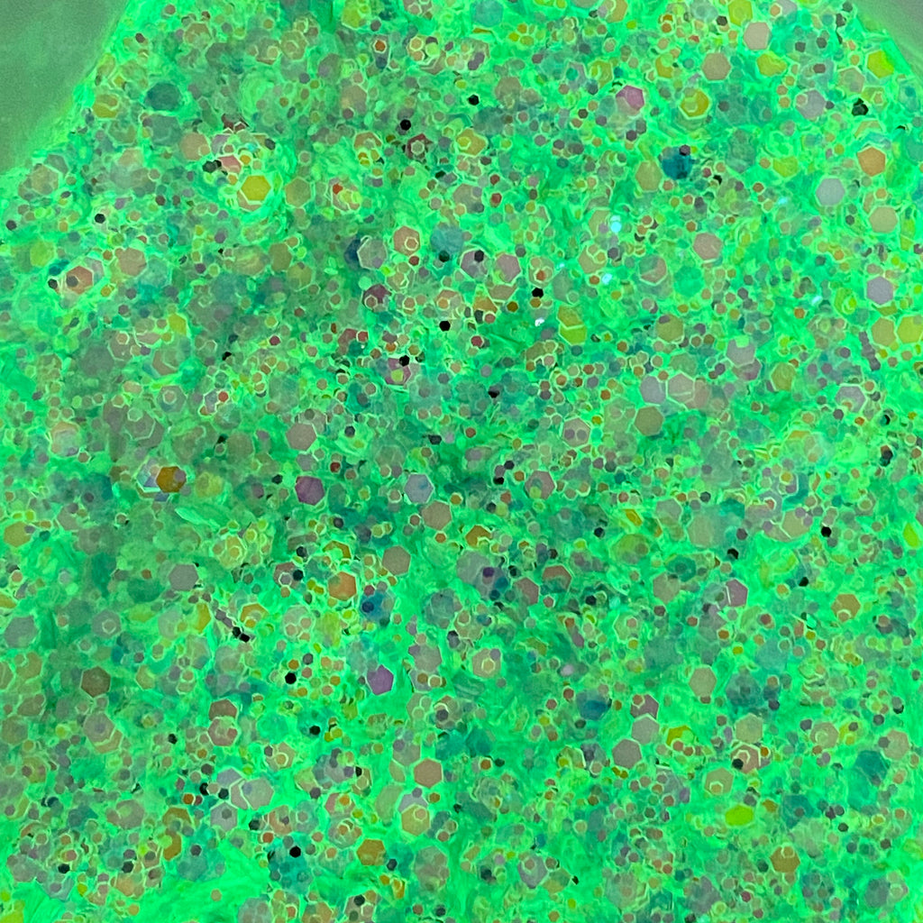 1/4oz Raw Glitter Chunky- Teal Glow