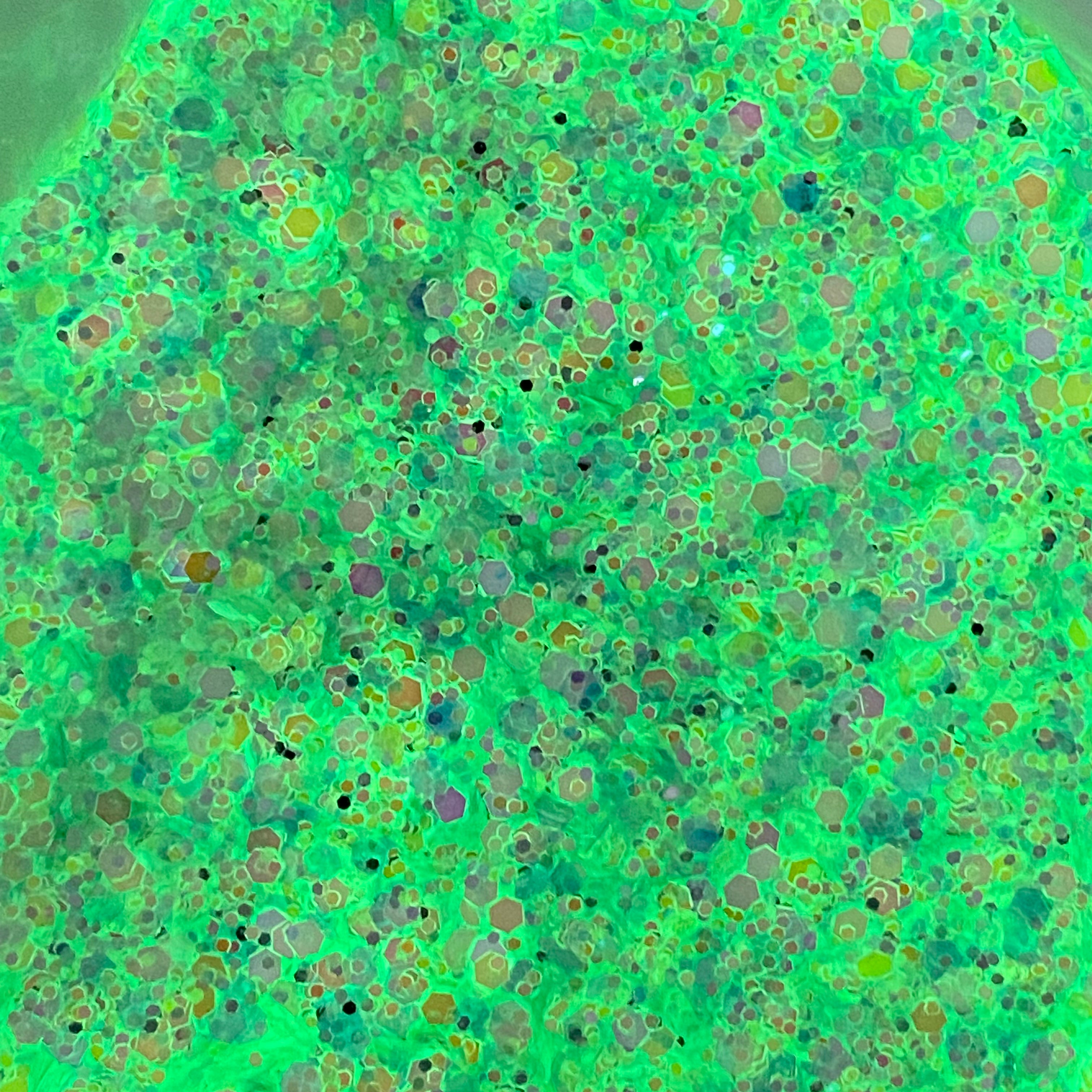 1/4oz Raw Glitter Chunky- Teal Glow