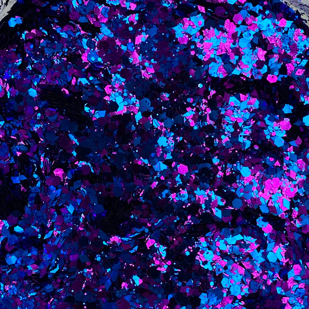 1/4oz Raw Glitter Chunky - Fuchsia / Blue