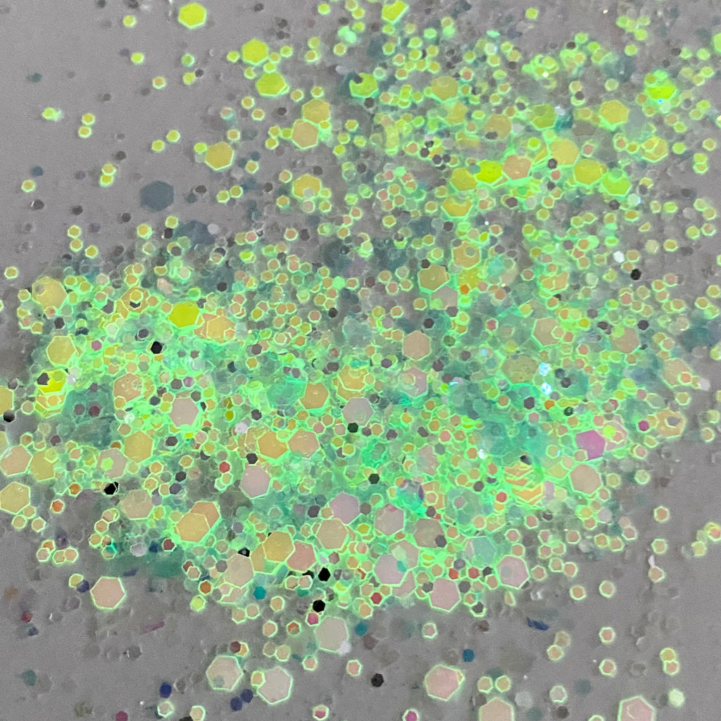 1/4oz Raw Glitter Chunky- Teal Glow