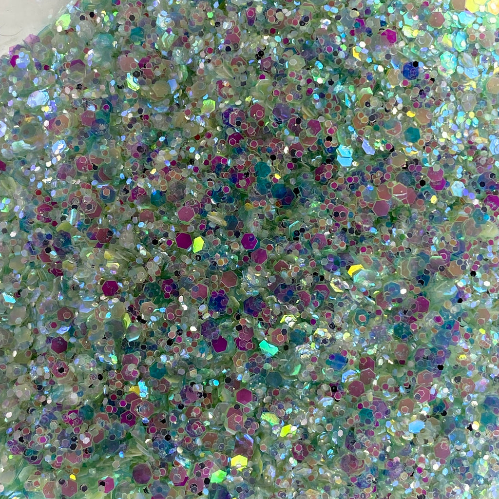 1/4oz Raw Glitter Chunky- Teal Glow