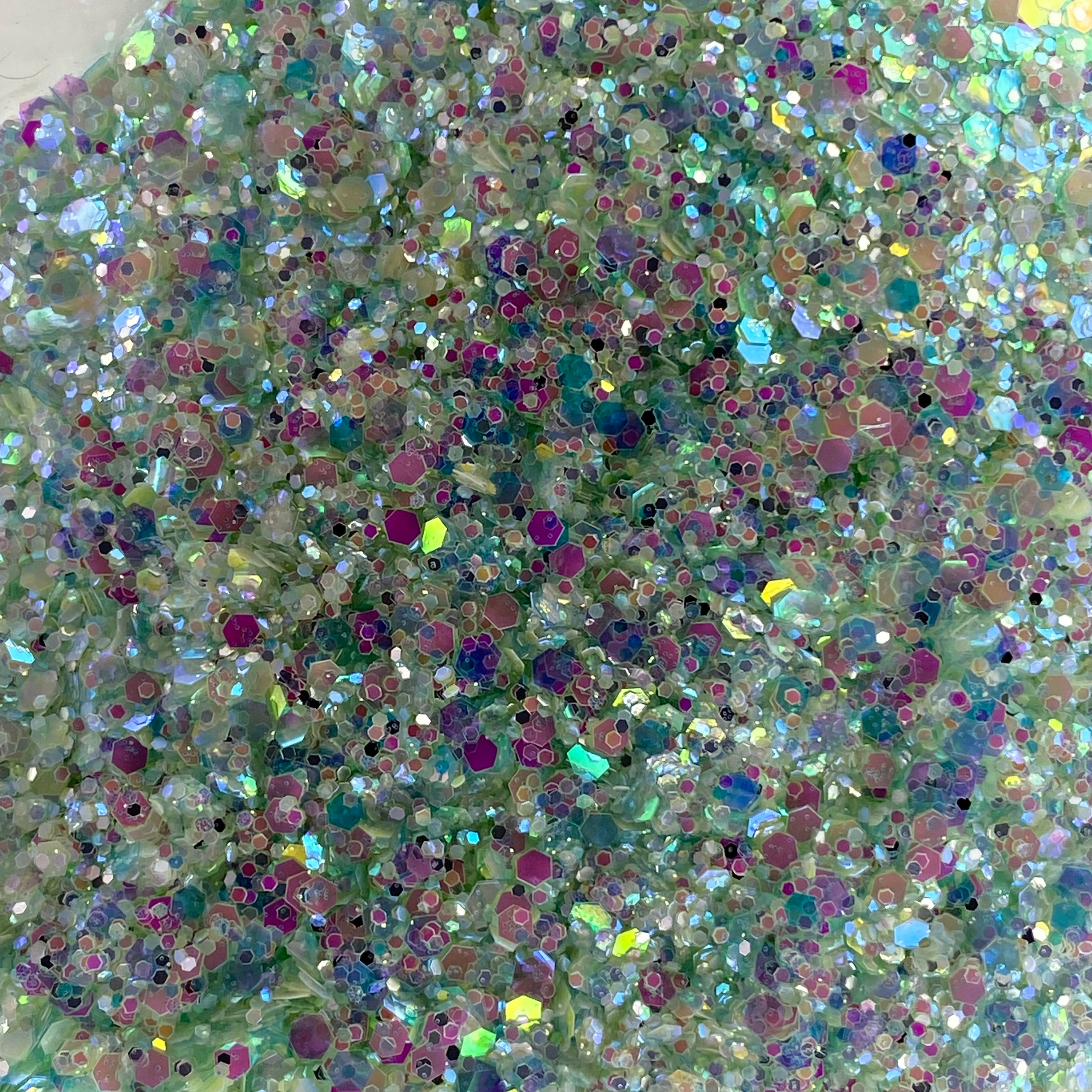 1/4oz Raw Glitter Chunky- Teal Glow