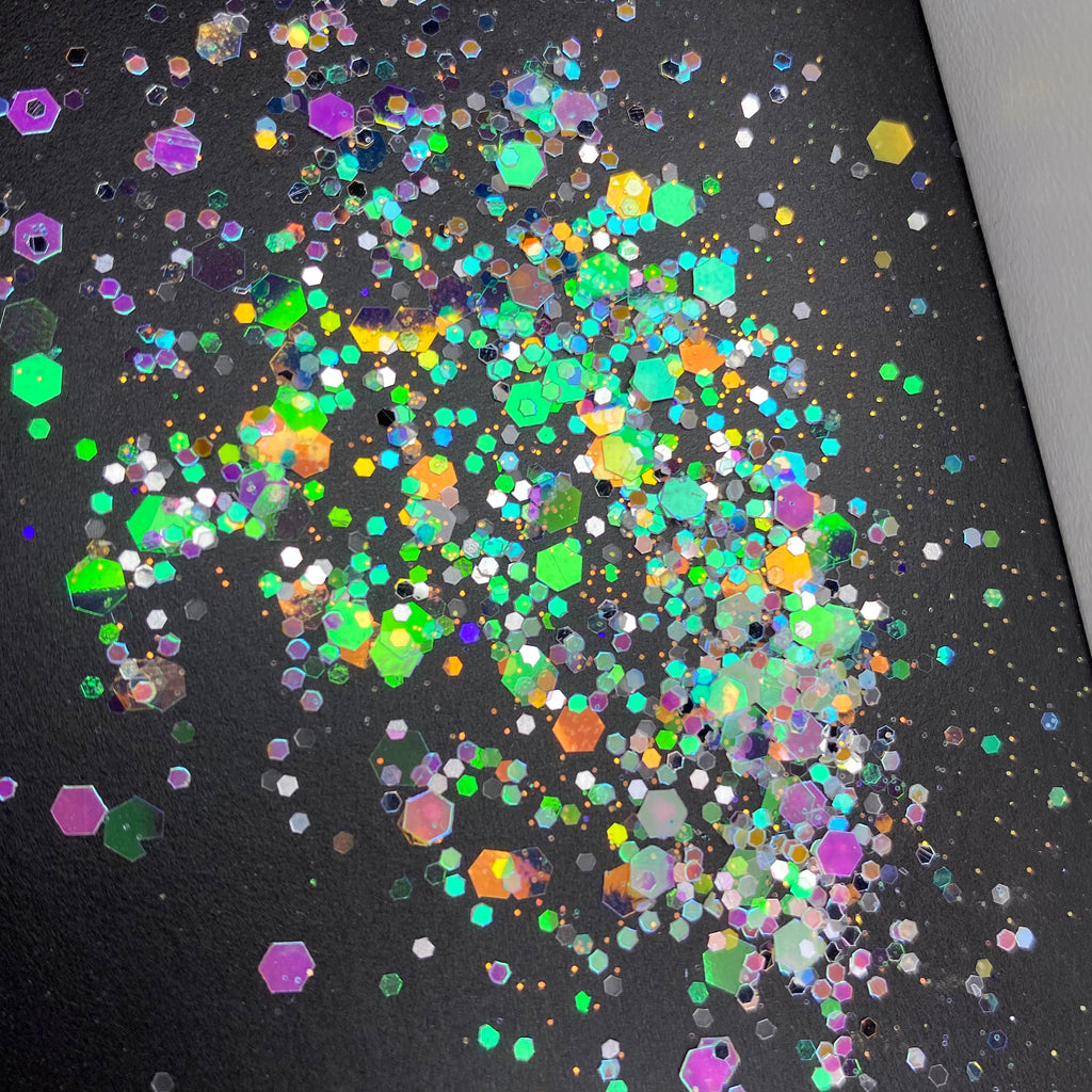 1/4oz Raw Glitter Chunky- Teal Glow